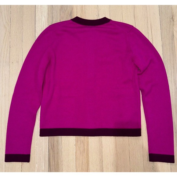 Chanel 20A Purple Pink Cashmere Gold CC Logo Long Sleeve Cardigan Sweater 38 - Picture 8 of 11